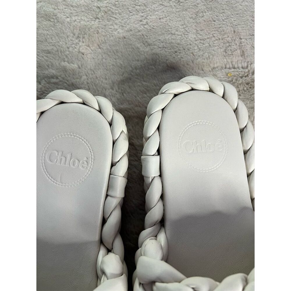 Chloé Women's Ivory Leather Slide Sandals Braided Design Casual Summer s… - Picture 8 of 13